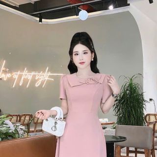 Đầm thiết kế tay bồng cổ áo thiết kế cách tân DTK 005