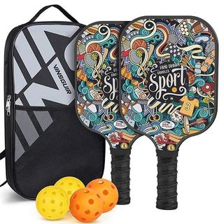 BỘ 2 VỢT PICKLEBALL HỌA TIẾT KÈM 4 BÓNG