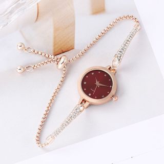 Đồng hồ vòng tay nữ dây mỏng đính đá mặt tròn xà cừ màu cài rút sang trọng ( Hàng Giá Tận Xưởng )
