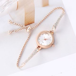 Đồng hồ vòng tay nữ dây mỏng đính đá mặt tròn xà cừ màu cài rút sang trọng ( Hàng Giá Tận Xưởng )