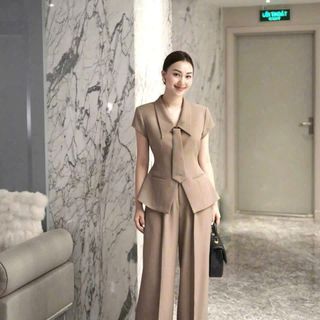 Set công sở áo gile, quần âu dáng suông, chất liệu cotton lạnh mềm mại, thiết kế cao cấp, bộ công sở- HN78