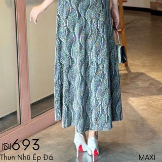 Đầm maxi trung niên  dự tiệc - công sở, vải thun nhũ cao cấp đính đá, dáng peplum, tặng mẹ co giãn tốt bigsize M693