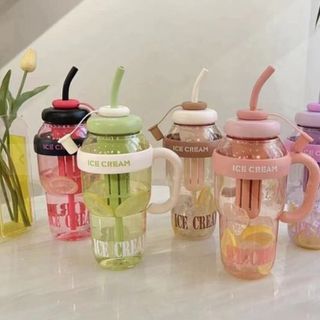 BÌNH NƯỚC ICE CREAM 1400ML KÈM ỐNG HÚT