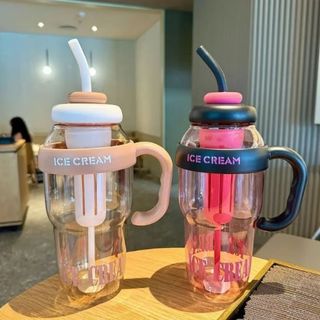 BÌNH NƯỚC ICE CREAM 1400ML KÈM ỐNG HÚT