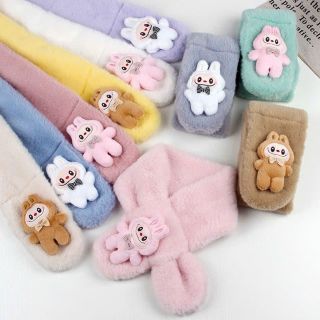 Khăn quàng cổ cho bé, khăn choàng cổ gắn họa tiết labubu