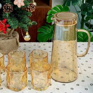 BỘ BÌNH THỦY TINH CỐC VẶN VÀNG 807 KHÔNG KÈM KHAY