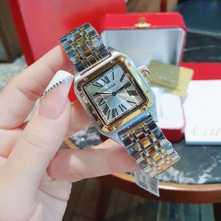 ĐÔNG HỒ NAM NỮ TRUNG CẤP CATIE MẶT VUÔNG DÂY THÉP KHOÁ BƯỚM