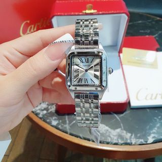 ĐÔNG HỒ NAM NỮ TRUNG CẤP CATIE MẶT VUÔNG DÂY THÉP KHOÁ BƯỚM