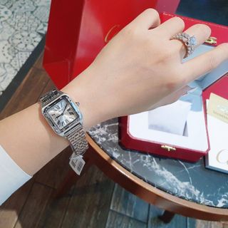ĐÔNG HỒ NAM NỮ TRUNG CẤP CATIE MẶT VUÔNG DÂY THÉP KHOÁ BƯỚM