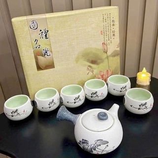 BỘ BÌNH TRÀ ĐỊNH CHÂU HOA SEN CAO CẤP
