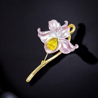 Ghim Cài Áo Hình Hoa lily Chống Phong Cách retro dành cho nam nữ 6.5cm