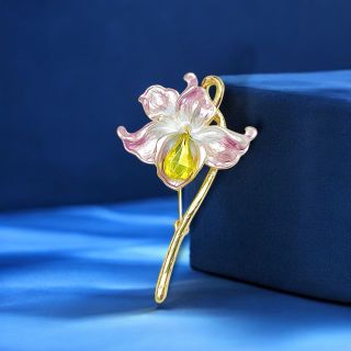 Ghim Cài Áo Hình Hoa lily Chống Phong Cách retro dành cho nam nữ 6.5cm