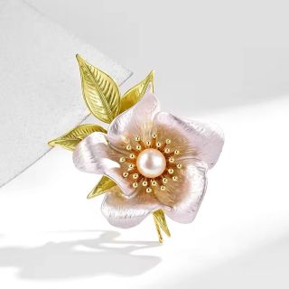 Trâm Cài Áo Cao Cấp Hoa Trà Đính Ngọc Trai Thời Trang Dành Cho Nữ 4.5cm