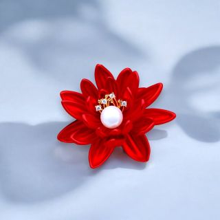 Ghim Trâm Cài Áo Hoa Sen Đỏ Thời Trang Cao Cấp Dành Cho Nữ 4.5cm