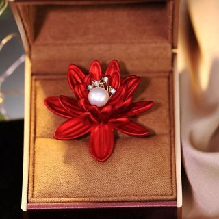 Ghim Trâm Cài Áo Hoa Sen Đỏ Thời Trang Cao Cấp Dành Cho Nữ 4.5cm