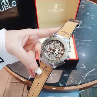 ĐỒNG HỒ NAM TRUNG CẤP HOT TREND HUBL MẶT TRÒN GIẢ CƠ DÂY DA