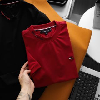 Áo thun nam. logo thêu bo cổ cực đẹp , logo hãng thêu ngực sắt nét