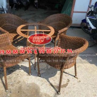 Ghế cafe nhựa giả mây ngoài trời giá rẻ ghế vua mây nhựa nâu