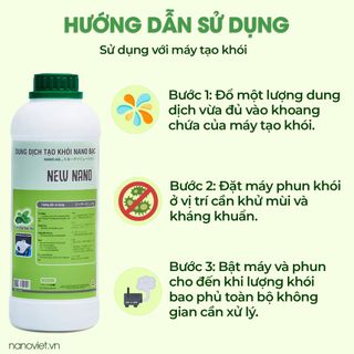Dung Dịch Tạo Khói Nano Bạc Tinh Chất Thiên Nhiên - Khử Mùi, Khử Khuẩn Nhà Cửa, Ô tô, Khách Sạn.. 1L (Bạc hà/ Sả chanh/ Quế/ Trà xanh)