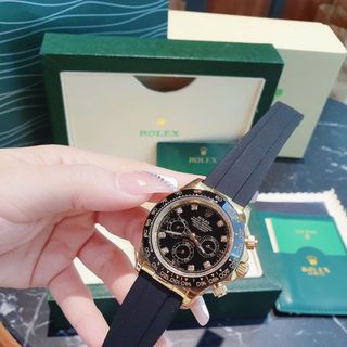 ĐỒNG HỒ NAM CAO CẤP RÔ LE MÁY CƠ DÂY CAO SU ĐEN