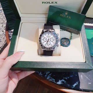 ĐỒNG HỒ NAM CAO CẤP RÔ LE MÁY CƠ DÂY CAO SU ĐEN