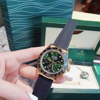 ĐỒNG HỒ NAM CAO CẤP RÔ LE MÁY CƠ DÂY CAO SU ĐEN