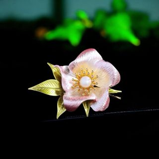Trâm Cài Áo Cao Cấp Hoa Trà Đính Ngọc Trai Thời Trang Dành Cho Nữ 4.5cm