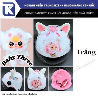 Nón bảo hiểm trẻ em Baby Three gắn kính [Kính Liền, KHÔNG KÈM PHỤ KIỆN], Nón bảo hiểm chính hãng Long Thanh, BH 12 tháng