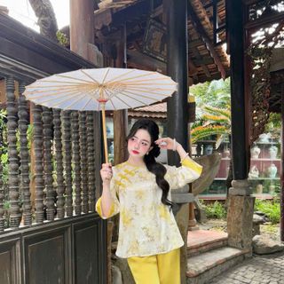 SET LAM GẤM 3 nút bọc áo gấm quần latin