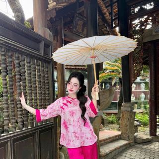 SET LAM GẤM 3 nút bọc áo gấm quần latin