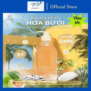 Men Dừa Gội Đầu Konus & Ủ Xả Konus , Dầu gội mềm mượt 500ml, Kem xả mượt tóc