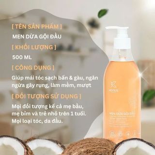 Men Dừa Gội Đầu Konus & Ủ Xả Konus , Dầu gội mềm mượt 500ml, Kem xả mượt tóc
