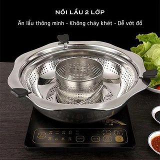 NỒI LẨU XOAY TỰ ĐỘNG 32CM INOX 2 NGĂN