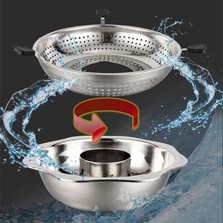 NỒI LẨU XOAY TỰ ĐỘNG 32CM INOX 2 NGĂN