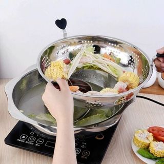 NỒI LẨU XOAY TỰ ĐỘNG 32CM INOX 2 NGĂN