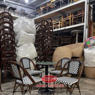 Ghế mây nhựa cafe cao ghế bittro nhựa giả mây