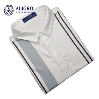 Áo polo dài tay nam, áo thun dài tay Aligro có cổ họa tiết trắng kẻ sọc, co giãn cao cấp, vải mềm mịn thoáng mát ALGAPD067