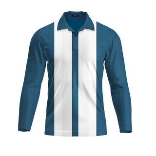 Áo polo dài tay nam, áo thun dài tay Aligro có cổ họa tiết xanh kẻ sọc, co giãn cao cấp, vải mềm mịn thoáng mát ALGAPD068