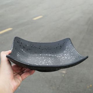 Đĩa vuông vân đá đen sâu lòng - Giá sỉ