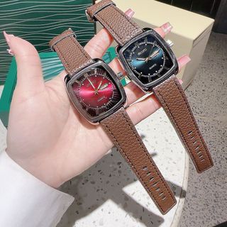 ĐỒNG HỒ NAM TRUNG CẤP HOT TREND SEIKA DÂY DA NÂU MẶT VUÔNG CỔ ĐIỂN