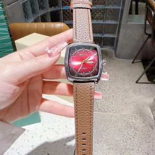 ĐỒNG HỒ NAM TRUNG CẤP HOT TREND SEIKA DÂY DA NÂU MẶT VUÔNG CỔ ĐIỂN