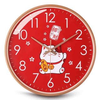 ĐỒNG HỒ TREO TƯỜNG HỌA TIẾT MÈO THẦN TÀI
