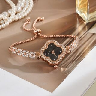 Đồng hồ vòng tay cỏ 4lá đính đá thập vông mặt xà cừ màu sang trọng, tinh tế ( Hàng Giá Tận Xưởng )