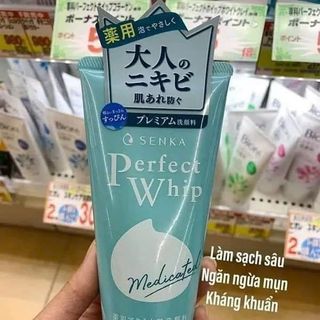 Sữa rửa mặt trị mụn SenkaPerfect Whip Medicated 120g( xanh ngọc)