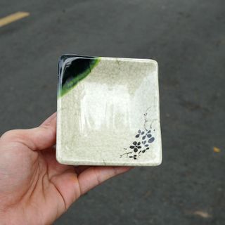 Dĩa vuông hoa văn xanh đựng nước chấm - Giá Sỉ