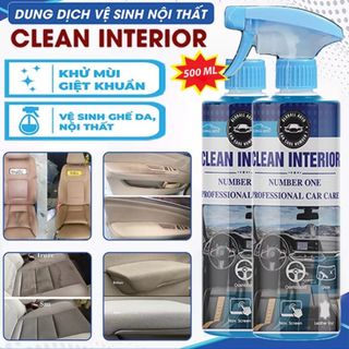 Chai Xịt Vệ Sinh Nội Ngoại Thất Ô Tô CLEAN INTERIOR 500ml, Làm Sạch Khử Mùi Kính, Ghế Da Nỉ Xe Hơi