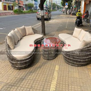 Sofa nhựa giả mây sợi tròn sofa mây nhựa thư giãn