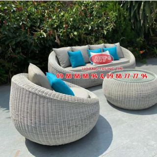 Sofa ngoài trời thư giãn nhựa giả mây tròn