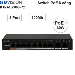 Switch POE 8 cổng KBVISION KX-ASW08-P2 (Hỗ trợ 2 cổng mạng)