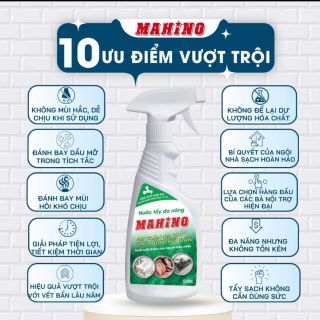 Nước Tẩy Rửa Đa Năng MAHINO Công nghệ NANO BẠC Tẩy bay mọi vết bẩn cứng đầu trên inox, kính và tường sàn an toàn cho tay